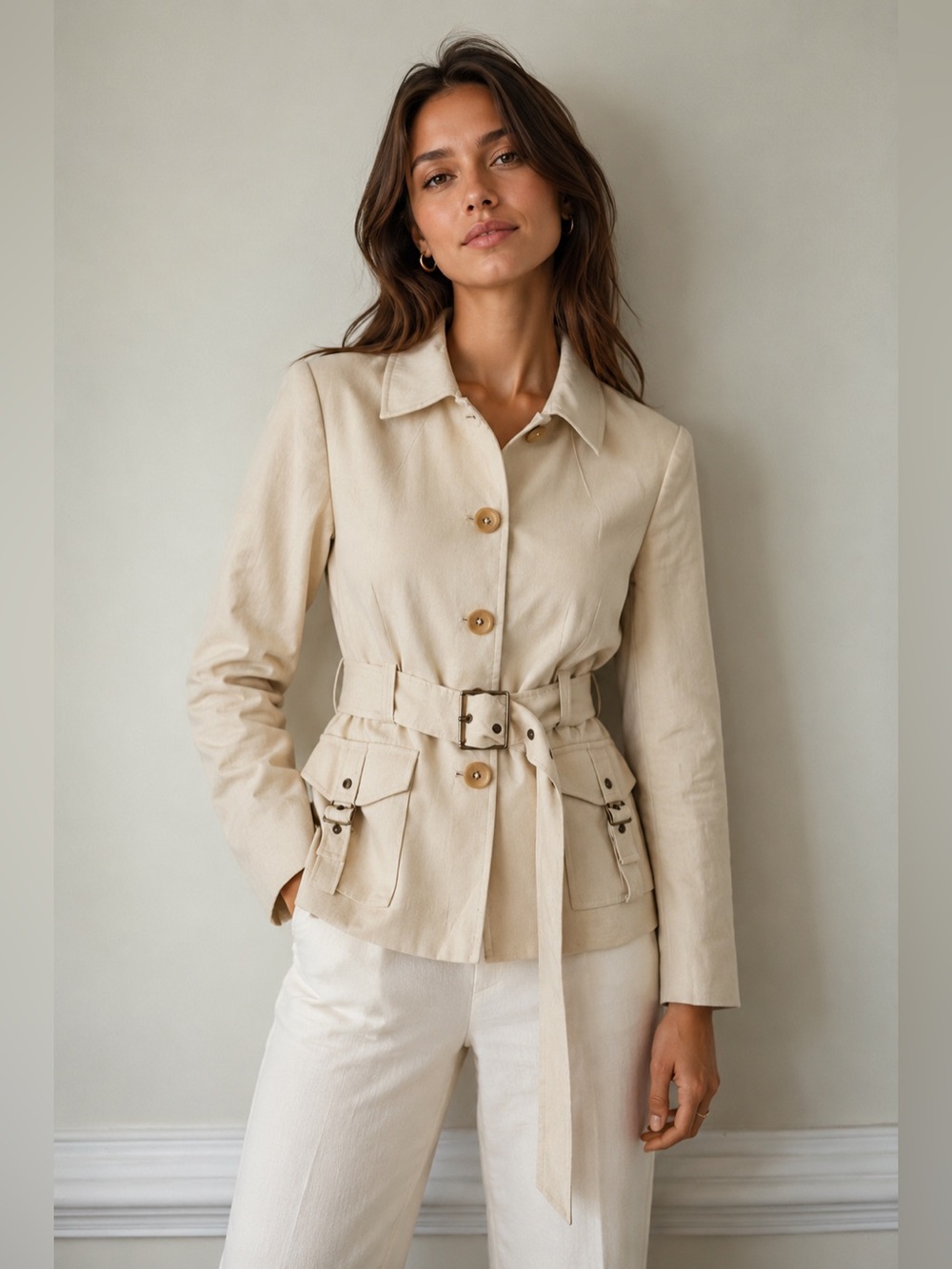 Banana Republic vintage style Safari Cream Blazer Size 0